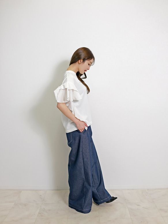 【新作】サイドフリル メッセージプリント TC カットソー 5枚目の画像