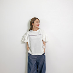 【新作】サイドフリル メッセージプリント TC カットソー 6枚目の画像