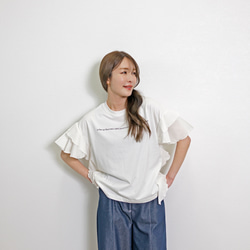 【新作】サイドフリル メッセージプリント TC カットソー 7枚目の画像