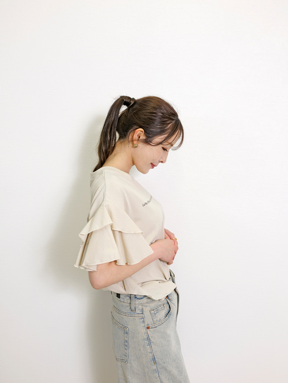 【新作】サイドフリル メッセージプリント TC カットソー 11枚目の画像