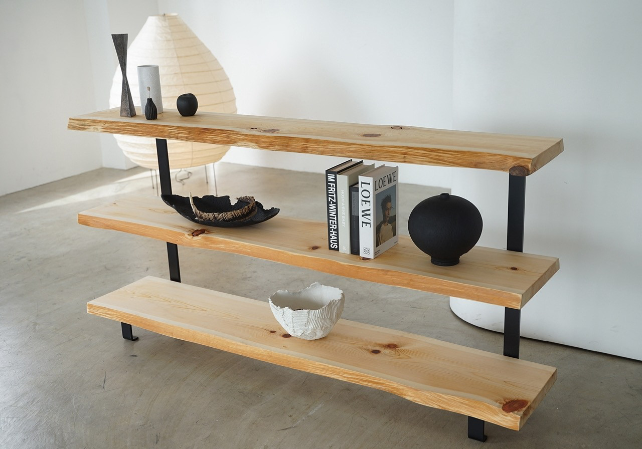 一枚板　エアーシェルフ 商品棚等 (幅180x奥行35x高さ90cm)