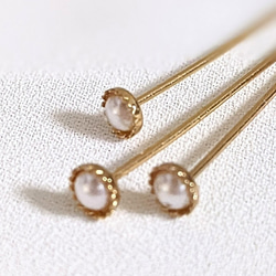パール ピン ゴールド 10個 フラワー 花 花芯 パーツ 金具 2枚目の画像