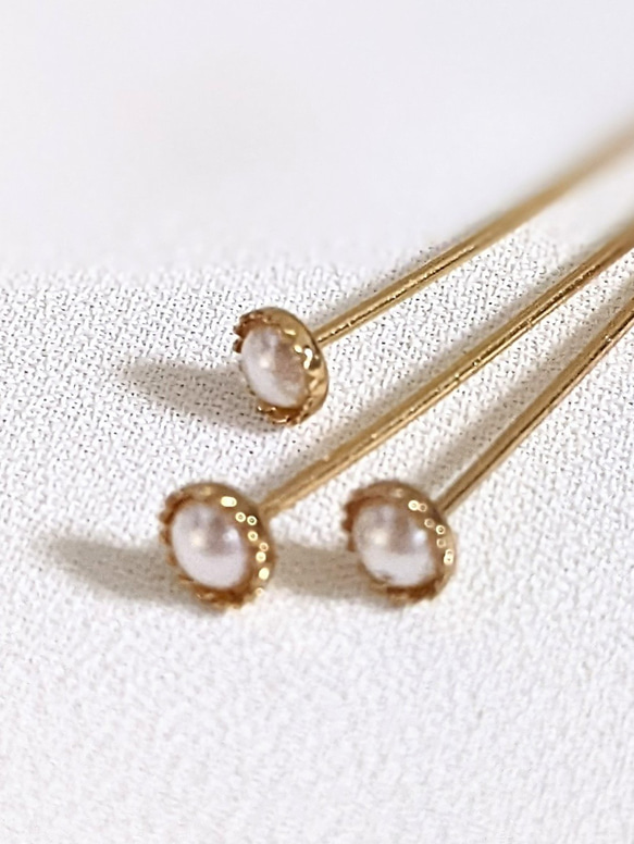 パール ピン ゴールド 10個 フラワー 花 花芯 パーツ 金具 2枚目の画像