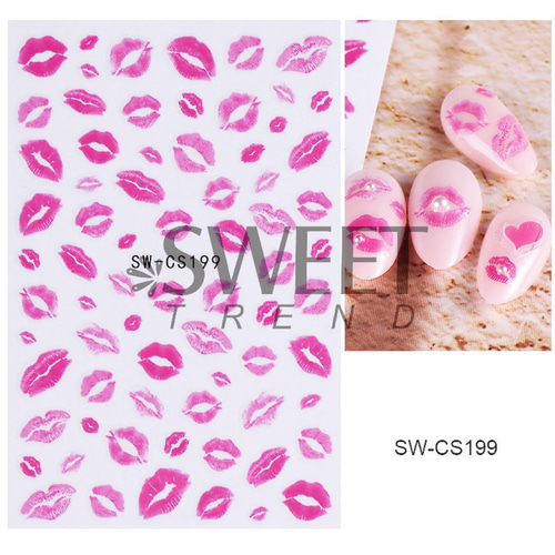 NT946♡ネイルシール/唇 口 リップ ピンク キスマーク バレンタイン