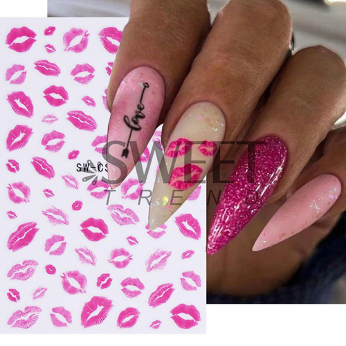 NT946♡ネイルシール/唇 口 リップ ピンク キスマーク バレンタイン