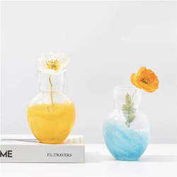 首長の水刺し　76cm 置物　花瓶　透明な茶黄色 首長の水刺し 76cm 置物 花瓶 透明な茶黄色