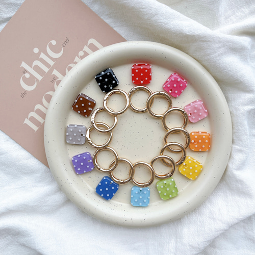 dots square 】 全12色 水玉 ドット 四角 正方形 名入れ 名前入れ 文字