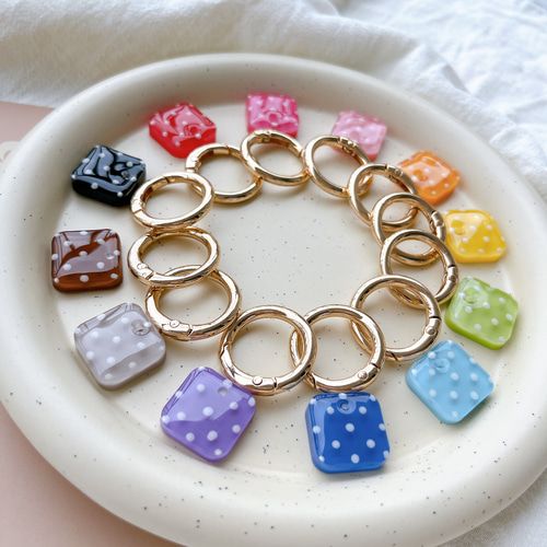 dots square 】 全12色 水玉 ドット 四角 正方形 名入れ 名前