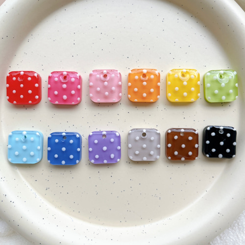 dots square 】 全12色 水玉 ドット 四角 正方形 名入れ 名前入れ 文字