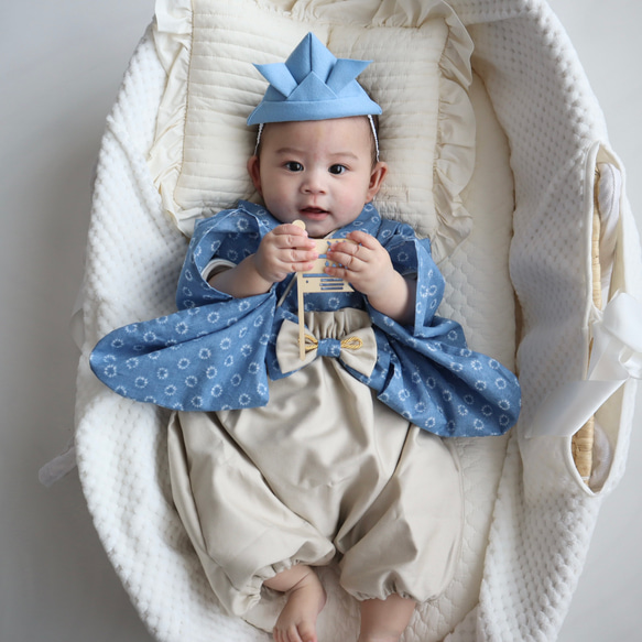 【即納】絞り柄のベビー袴　70-80 お食い初め/初節句 5枚目の画像