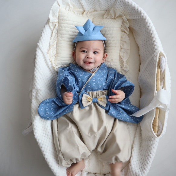 【即納】絞り柄のベビー袴　70-80 お食い初め/初節句 4枚目の画像