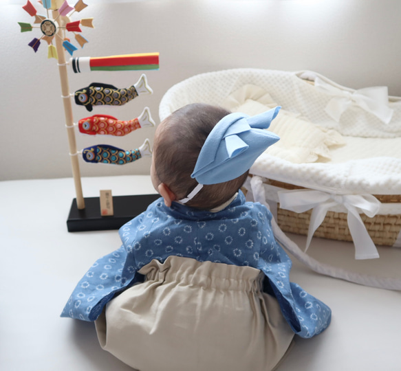 【即納】絞り柄のベビー袴　70-80 お食い初め/初節句 7枚目の画像