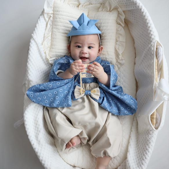 【即納】絞り柄のベビー袴　70-80 お食い初め/初節句 6枚目の画像