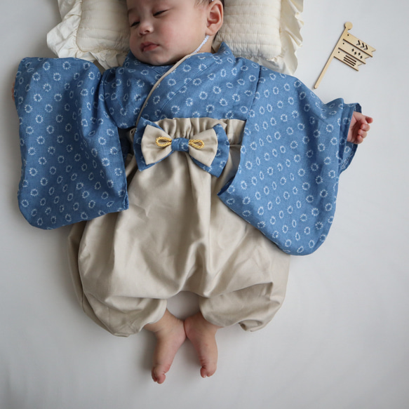 【即納】絞り柄のベビー袴　70-80 お食い初め/初節句 1枚目の画像