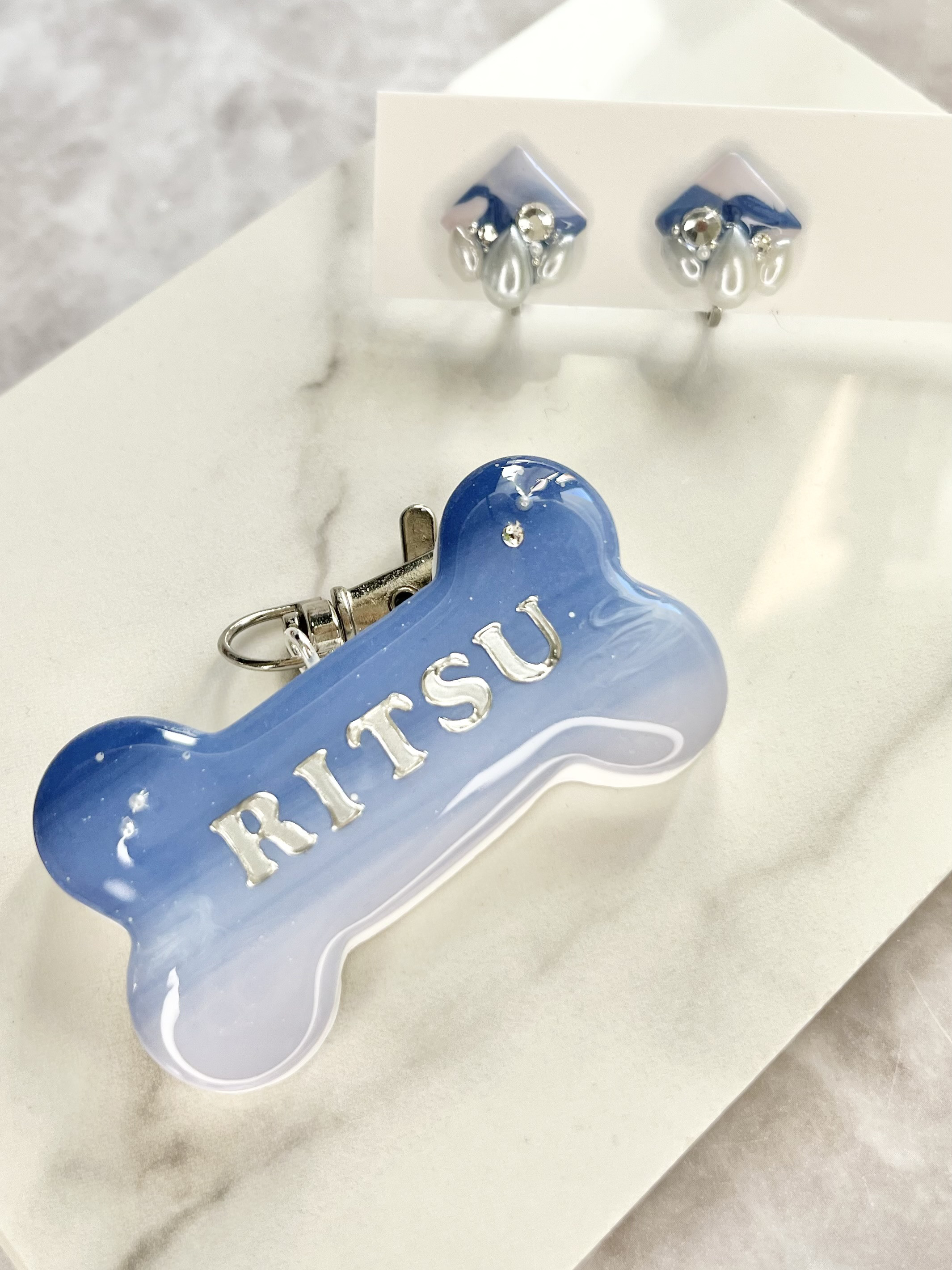 【愛犬お揃いコーデ】春の夜明け色チャーム & イヤリング（ピアス）セット