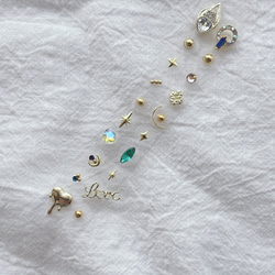 耳つぼジュエリー　耳つぼ　ステンレス　リボン　キラキラ　パール　Y2K　かわいい 🦋˚◞♡ さいきんの水色まとめ🪄 #耳つぼジュエリー #耳つぼ #耳