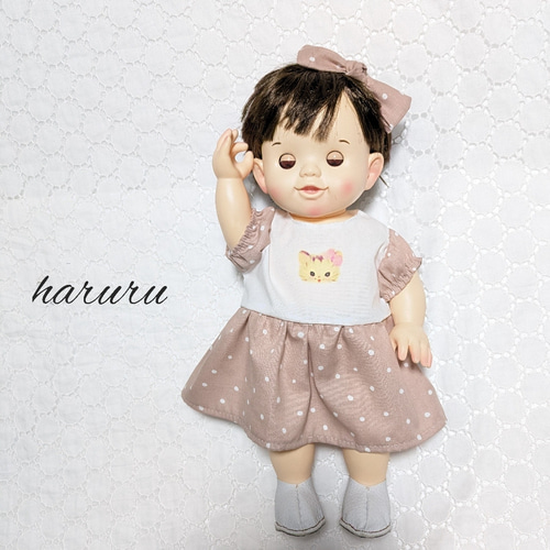 ぽぽちゃんの服 お風呂用ぽぽちゃんの服 ねこパフくすみピンクドット