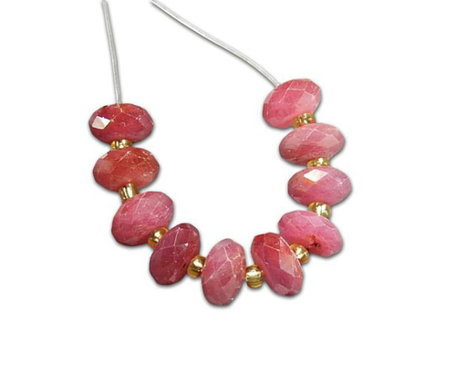 天然石 ルビー ボタンカット ビーズ 約40cm ２連セット b9903b7f8e4b10f21e84578d411bcd