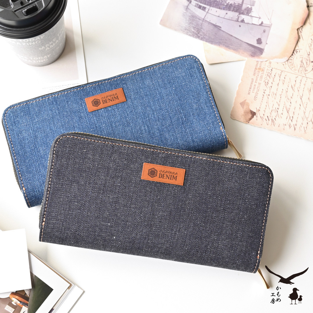 じゃばら式 ロングウォレット 【 岡山デニム 】 デニム 本革 長財布 レザー ギフト HC15K