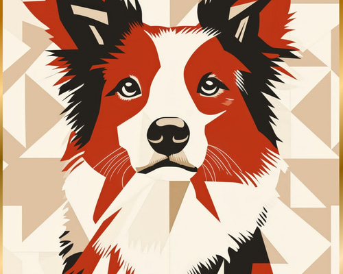 Red Passion - ボーダーコリー犬 No.1】ミニマリスト・ミニマリズム