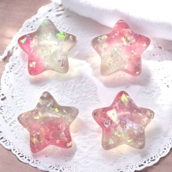 アクリルパーツ デコ グラデーション 星 スター 同色4個 キラキラ ハンドメイド 手芸 材料 貼り付け pt-2754 7枚目の画像
