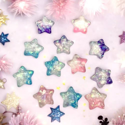 アクリルパーツ デコ グラデーション 星 スター 同色4個 キラキラ ハンドメイド 手芸 材料 貼り付け pt-2754 1枚目の画像