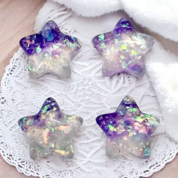アクリルパーツ デコ グラデーション 星 スター 同色4個 キラキラ ハンドメイド 手芸 材料 貼り付け pt-2754 6枚目の画像