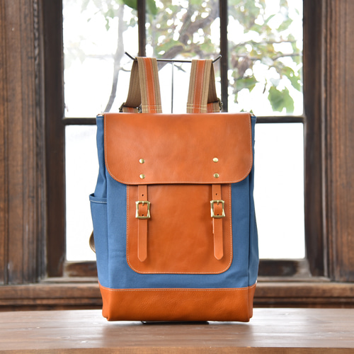 MUDITA HILL｜岡喜近江牛と高島帆布で作った フラップ付きリュック(2