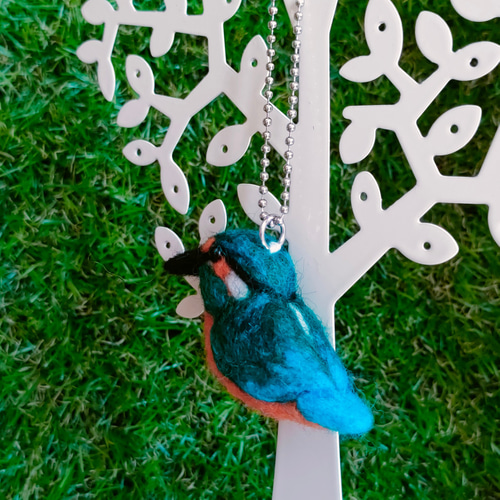 かわいい野鳥シリーズ・ 幸せの青い鳥カワセミ（受注制作） 羊毛