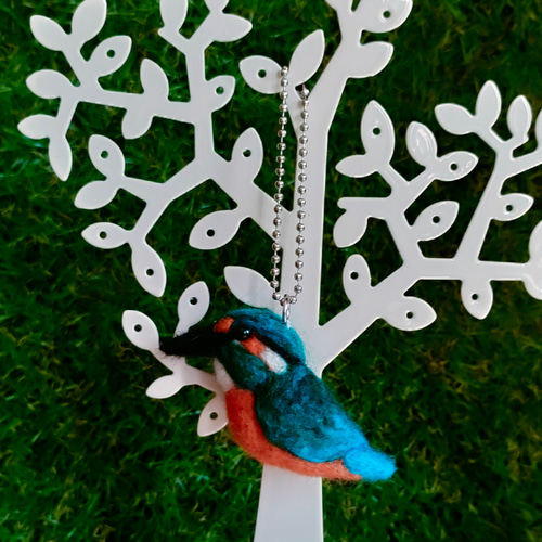 かわいい野鳥シリーズ・ 幸せの青い鳥カワセミ（受注制作） 羊毛