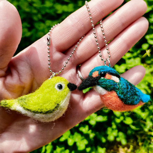 かわいい野鳥シリーズ・ 幸せの青い鳥カワセミ（受注制作） 羊毛