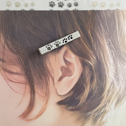 肉球親子▲ヘアクリップ▲中◯catミラー色◯　クリスタルデコレーション 12枚目の画像