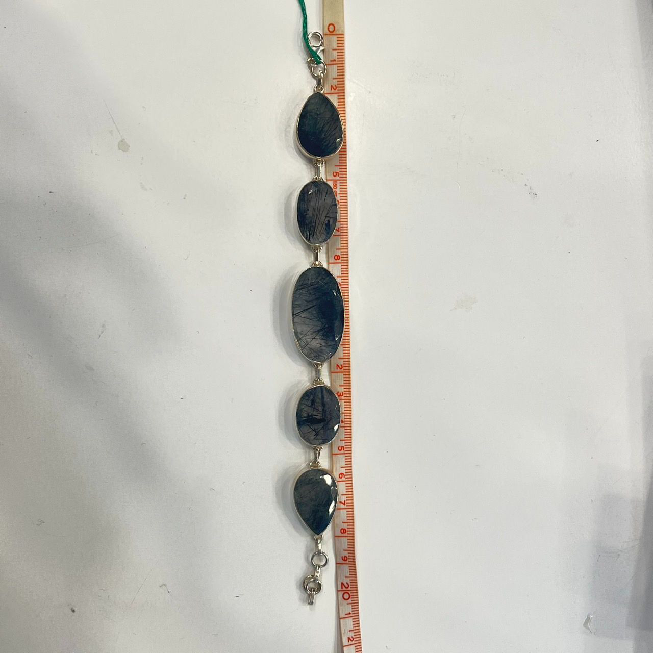 大粒 ブラックルチルクオーツ ブレスレット ハンドメイド シルバー925 黒針金 天然石 レディース メンズ1点もの