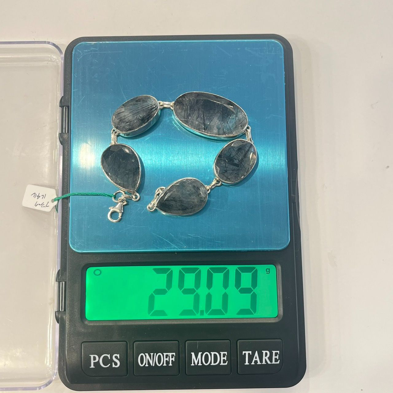 大粒 ブラックルチルクオーツ ブレスレット ハンドメイド シルバー925 黒針金 天然石 レディース メンズ1点もの