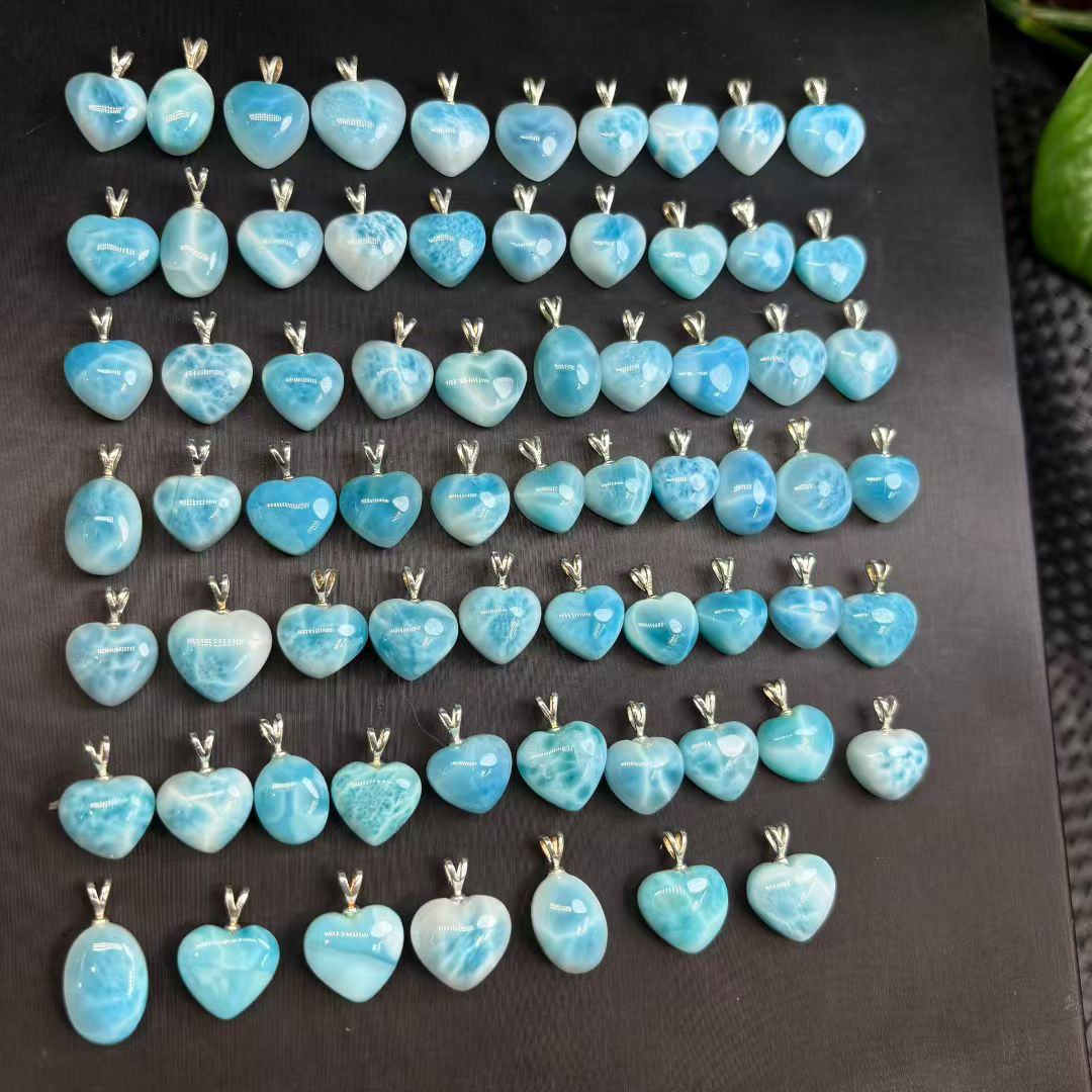 天然ラリマーハートペンダントトップ