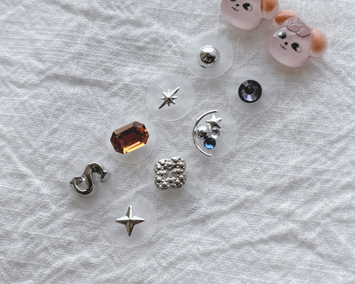 みかん様　耳つぼジュエリー 10枚セット ハート/All gold/stone color : Pearl 】/耳ツボジュエリー |