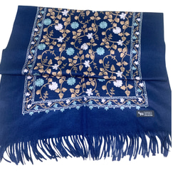 19. ウズベキスタン直輸入　カシミヤ100% 刺繍ストール　グレー 19. ウズベキスタン直輸入カシミヤ100% 刺繍ストールグレー