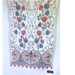 ウズベキスタン直輸入 カシミヤ100% 刺繍ストール グリーン