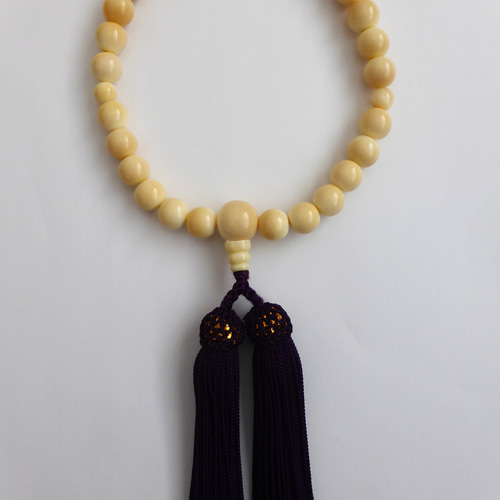 マッコウクジラ歯 数珠【男性用/主玉10㎜】（濃紫） ご祝儀袋・袱紗