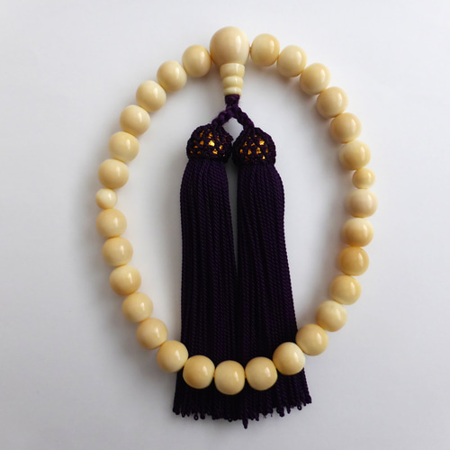 マッコウクジラ歯 数珠【男性用/主玉10㎜】（濃紫） ご祝儀袋・袱紗