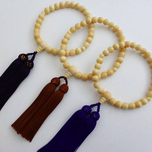 マッコウクジラ歯 数珠【男性用/主玉10㎜】（濃紫） ご祝儀袋・袱紗