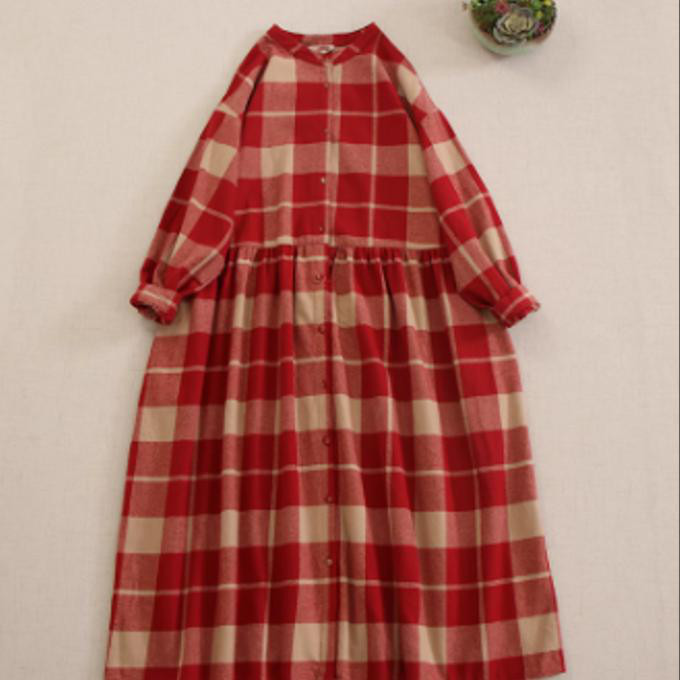 レトロ 長袖 ワンピース ゆったり とした おしゃれ ロングスカート