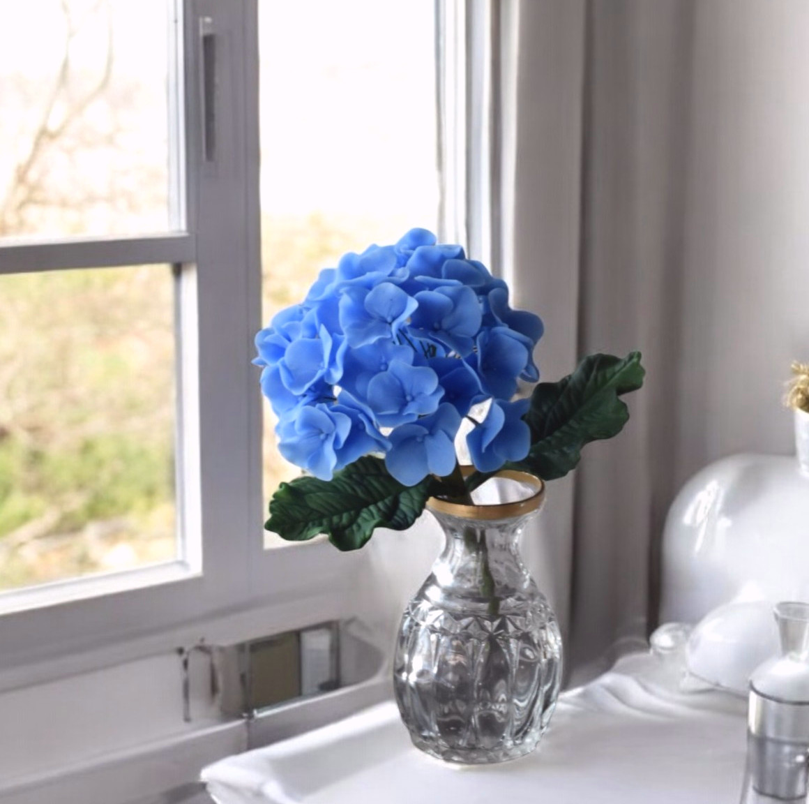 ◆粘土のお花◆ 紫陽花　ブルー…A1177