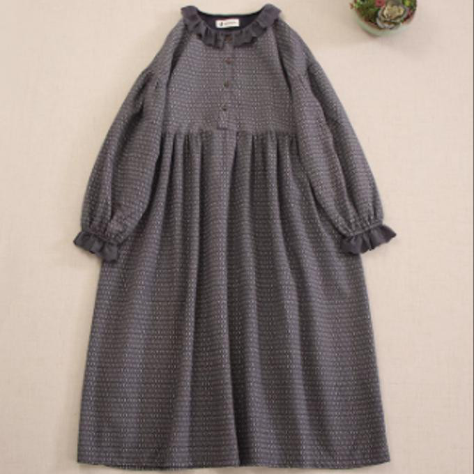 甘い プリント 長袖 ワンピース ゆったり スカート 4,940円