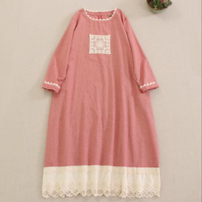 甘い 刺繍 長袖 ワンピース ゆったり スカート
