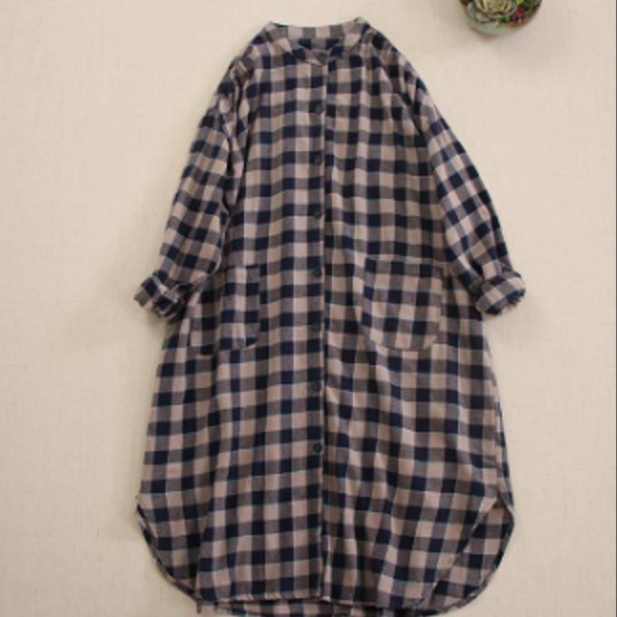 新しい 長袖 ワンピースのゆったり とした シャツスカート