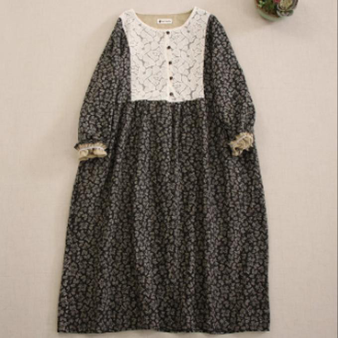 甘い レース 長袖 ワンピース ゆったり スカート