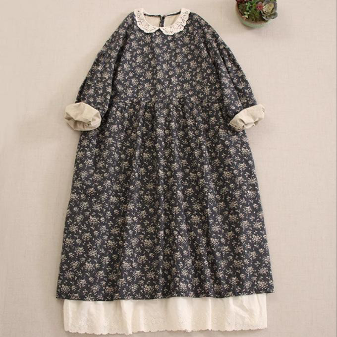 レトロ ゆったり した甘い 長袖 ワンピース 4,897円