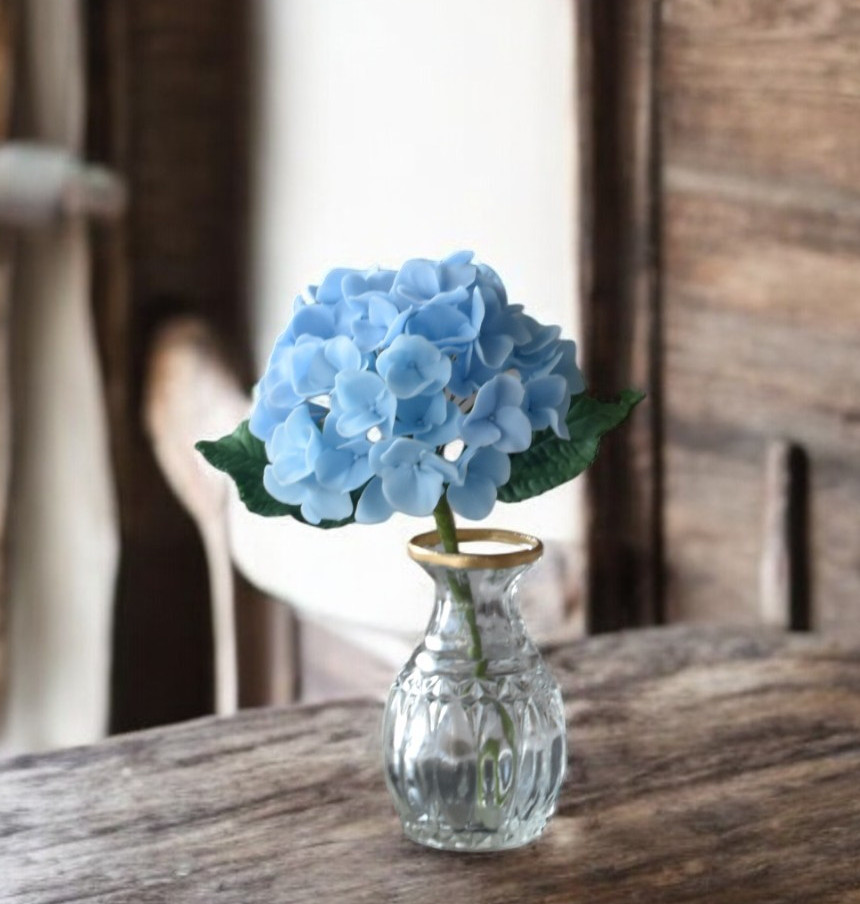 ◆粘土のお花◆ 紫陽花　ライトブルー…A1174