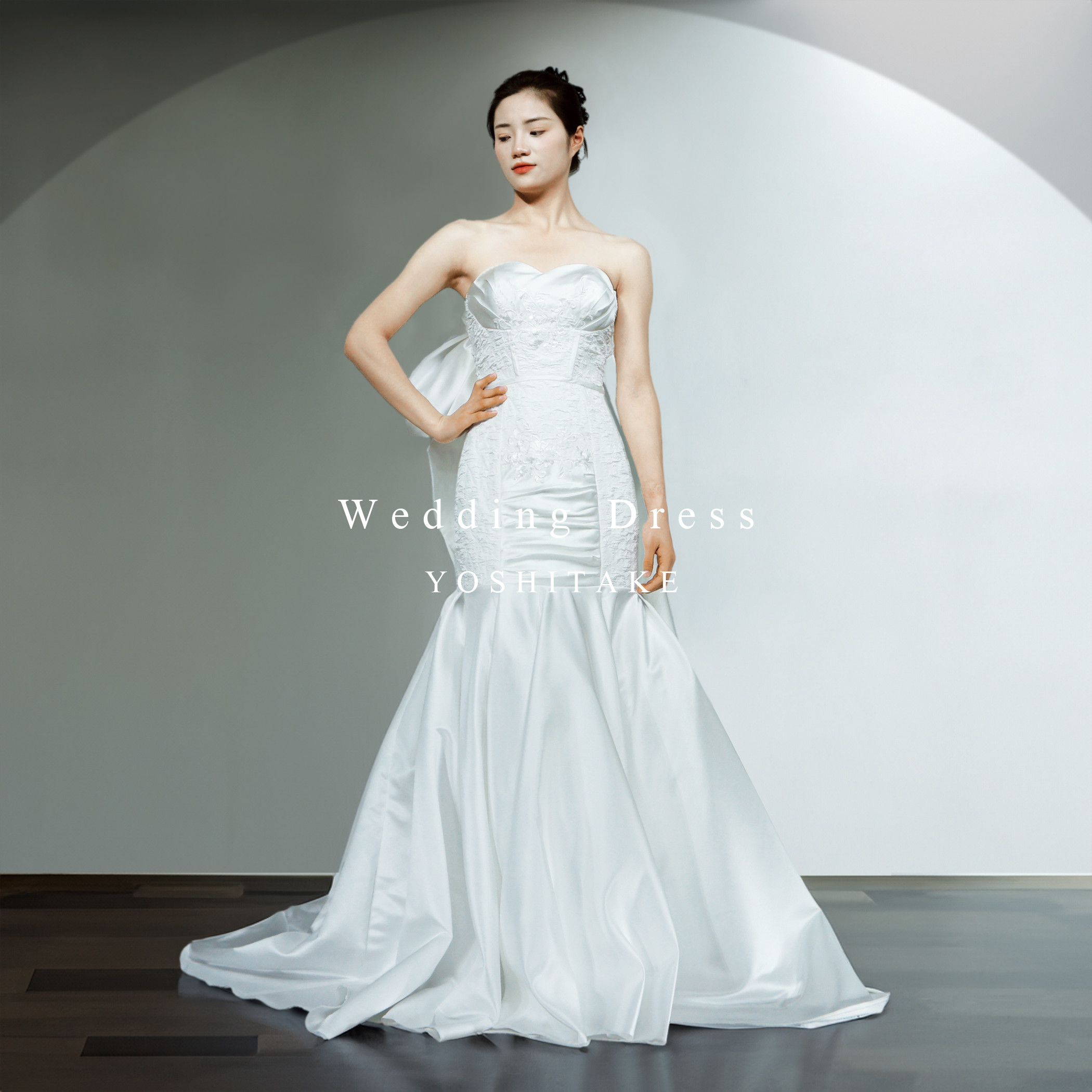 【オーダー制作】ウエディングドレス.白.レース.マーメイド.バックリボン.サテン.Y2388